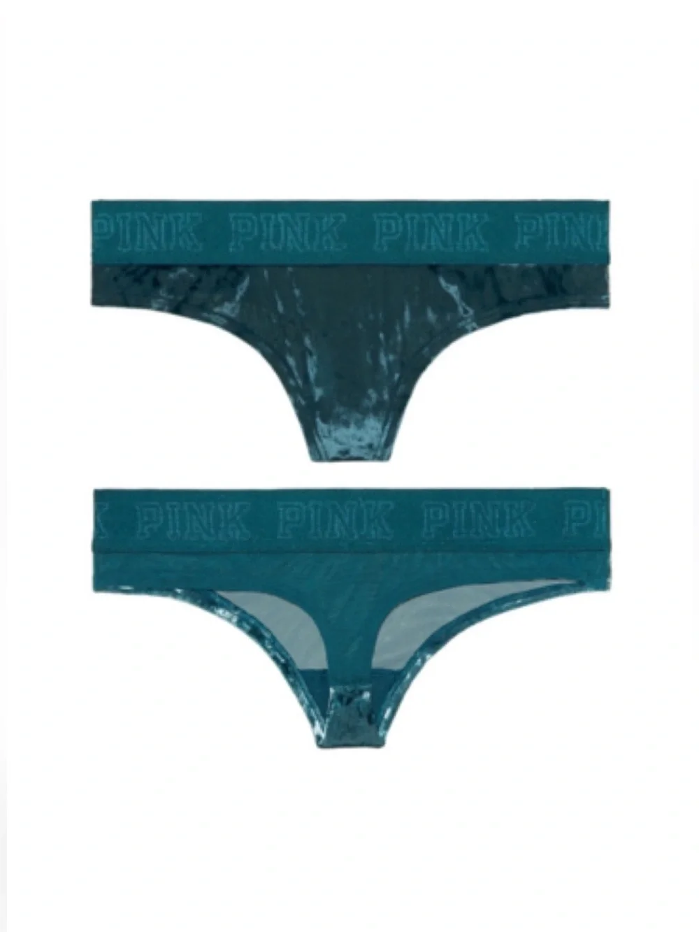 PINK Victoria’s Secret Velvet Thong with Logo Waistband | Forest Green | XS |NWT